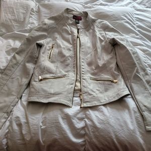 White faux leather jacket